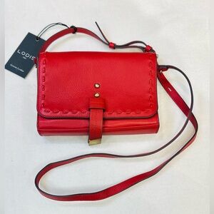 Lodis Red Leather front flap Crossbody Bag new with tags